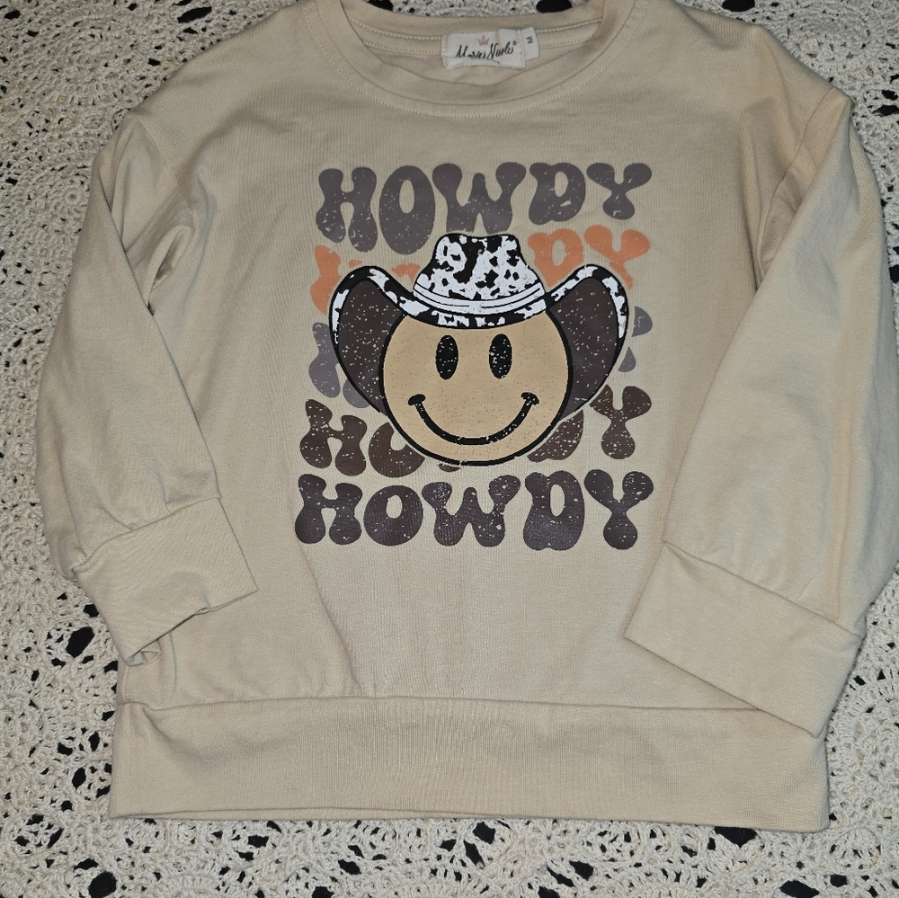 Marie Nicole Girls Long Sleeve Sweatshirt, Howdy Graphic, Girls Med - Picture 2 of 4